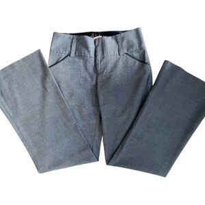 Alice + Olivia Gray Wool Trouser + Leather Trim Size 6